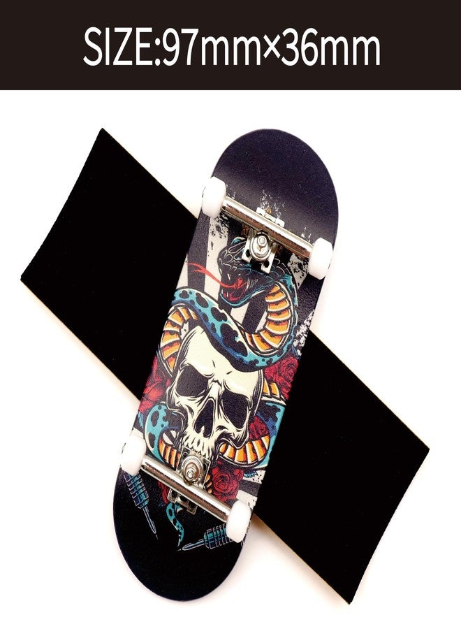RACOFSB 36mm Pro Fingerboard with Wooden Finger Skateboard Deck Upgraded Finger Board Trucks Street Shape Bearing Wheels (Skull) - Image 2
