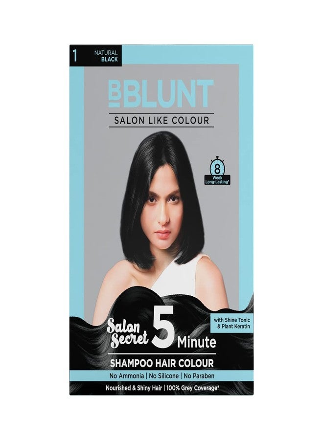 Bblunt Natural Black 5 Minute Shampoo Hair Colour For 100% Grey Coverage - 20ml X 5 - Image 1