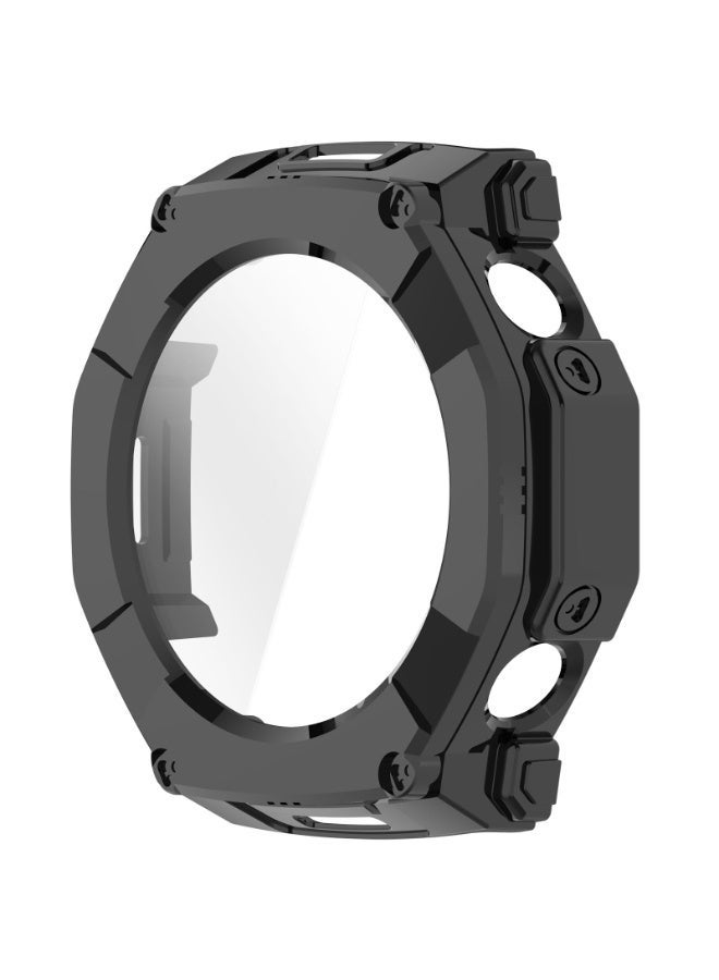 قضية صلبة لـ Amazfit T-Rex Ultra 2 مع حامي الشاشة ، قضية حامية للكمبيوتر الشخصي الصلبة مقاومة للصدمات غطاء مضاد للخدش مع الزجاج المقوى (أسود) - Image 2