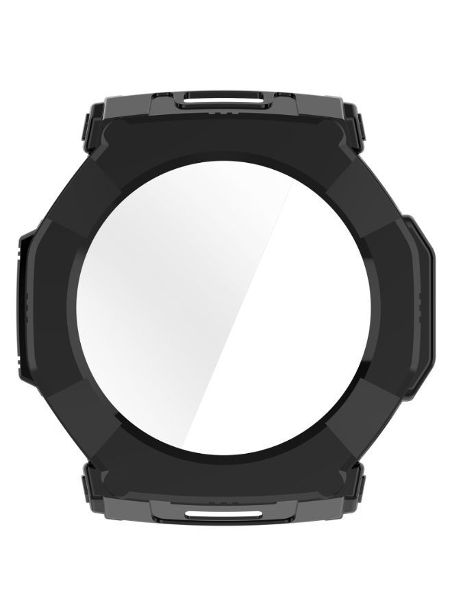 قضية صلبة لـ Amazfit T-Rex Ultra 2 مع حامي الشاشة ، قضية حامية للكمبيوتر الشخصي الصلبة مقاومة للصدمات غطاء مضاد للخدش مع الزجاج المقوى (أسود) - Image 3