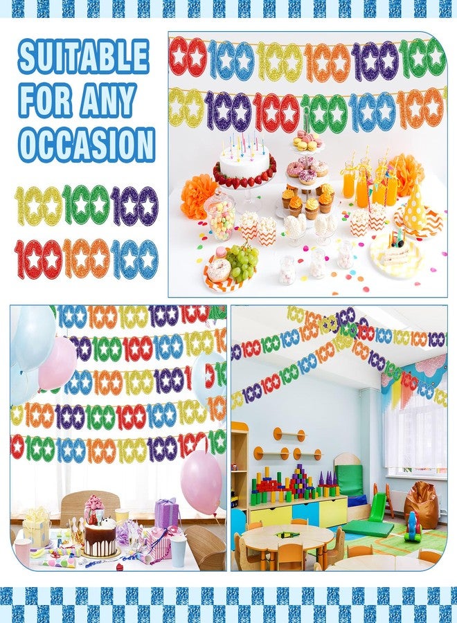 Faccito 5 Pcs 100 Days of School Banners 100th Day of School Decorations Colorful Number 100 Hanging Decorations Pre-Strung Happy 100 Garland Banners for Anniversary Celebration Wedding Supplies - Image 4