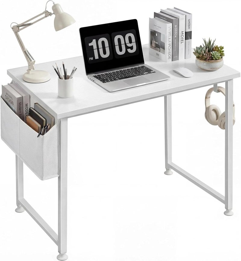 Lufeiya White Small Desk for Bedroom - Student Kids Study Writing Table for Home Office Bedroom Small Spaces 32 Inch Modern Mini Laptop PC Computer Desks, White - Image 1