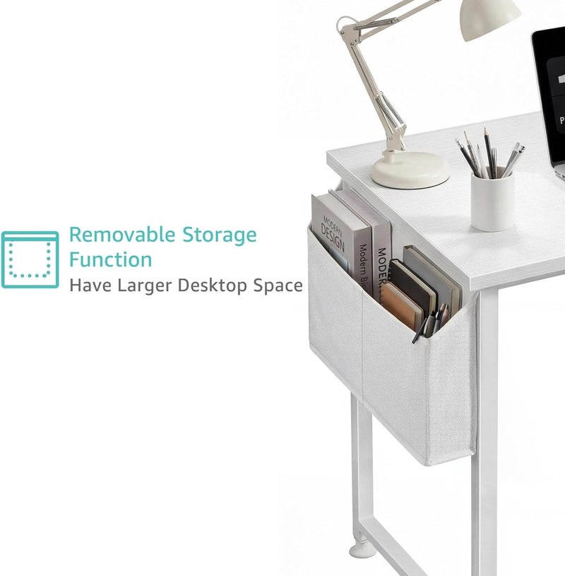 Lufeiya White Small Desk for Bedroom - Student Kids Study Writing Table for Home Office Bedroom Small Spaces 32 Inch Modern Mini Laptop PC Computer Desks, White - Image 5