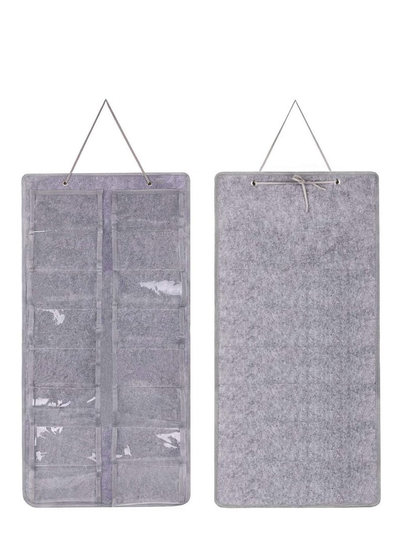 SYOSI Sunglasses Organizer Storage Holder ,Hanging Dust-Proof Glasses Storage Box with Metal Hook and Rope (16 Slots, Gray)  - Image 4
