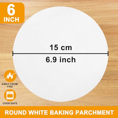 YUFDA 200 Pcs-6 Inch Non-Stick Parchment Paper Rounds for Baking, Precut for Tortilla Press, Cake Pan, Cookies - Image 2