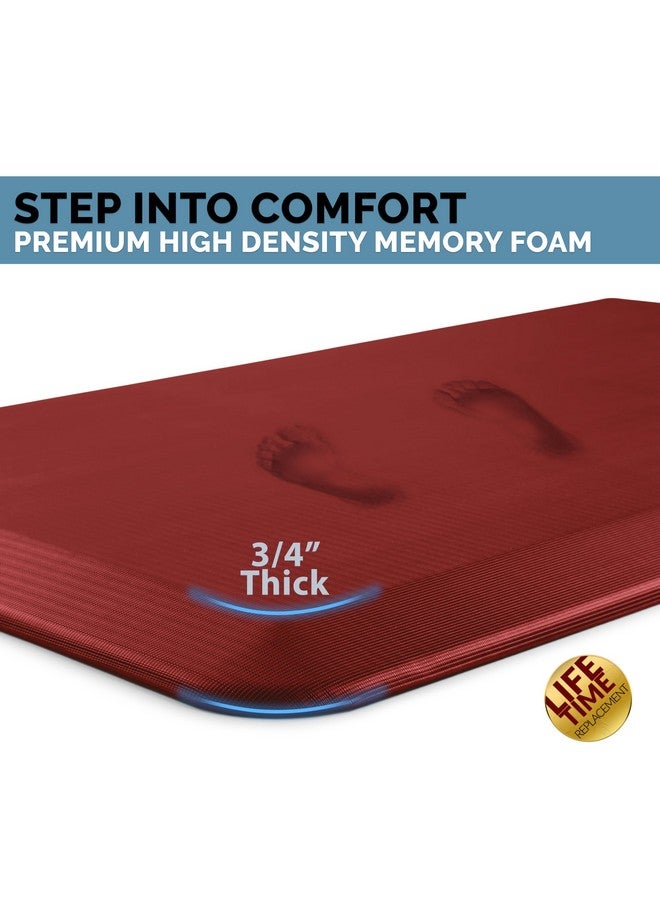 ComfiLife ComfiLife Anti Fatigue Floor Mat - 3/4 Inch Thick Kitchen Mats for Floor, Standing Desk Mat, Kitchen Rug - Comfort at Home, Office - Durable - Stain Resistant - Non-Slip Bottom (20" x 39", Red)  - Image 1