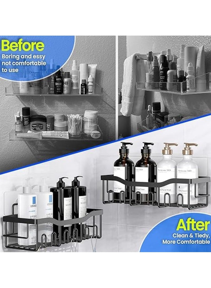 Shower Caddy 5 Pack, Adhesive Bathroom Organizer for Bathroom Storage&Kitchen, No Drilling, Large Capacity, Rustproof Stainless Steel Bathroom Organizer Shelves for Inside Shower Rack  - Image 5