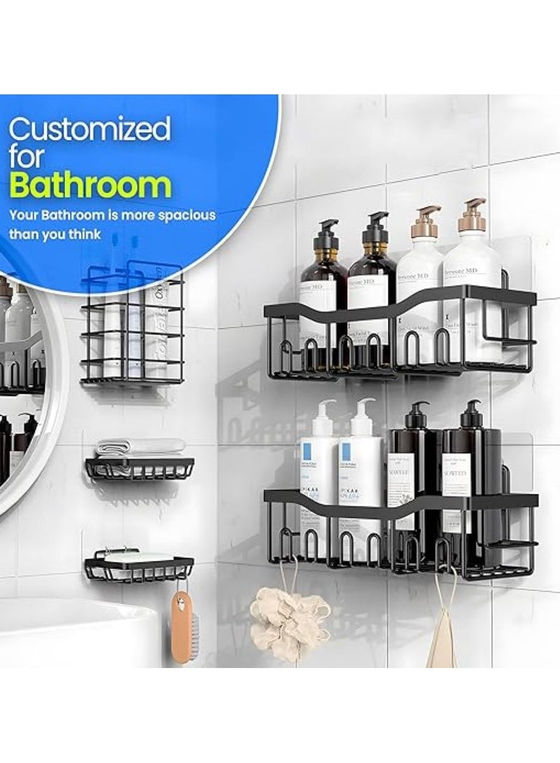 Shower Caddy 5 Pack, Adhesive Bathroom Organizer for Bathroom Storage&Kitchen, No Drilling, Large Capacity, Rustproof Stainless Steel Bathroom Organizer Shelves for Inside Shower Rack  - Image 2