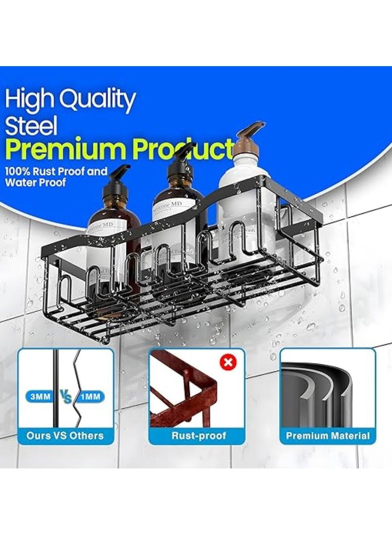 M.A&F's Shower Caddy 5 Pack, Adhesive Bathroom Organizer for Bathroom Storage Kitchen, No Drilling, Large Capacity, Rustproof Stainless Steel Bathroom Organizer Shelves for Inside Shower Rack - Image 5