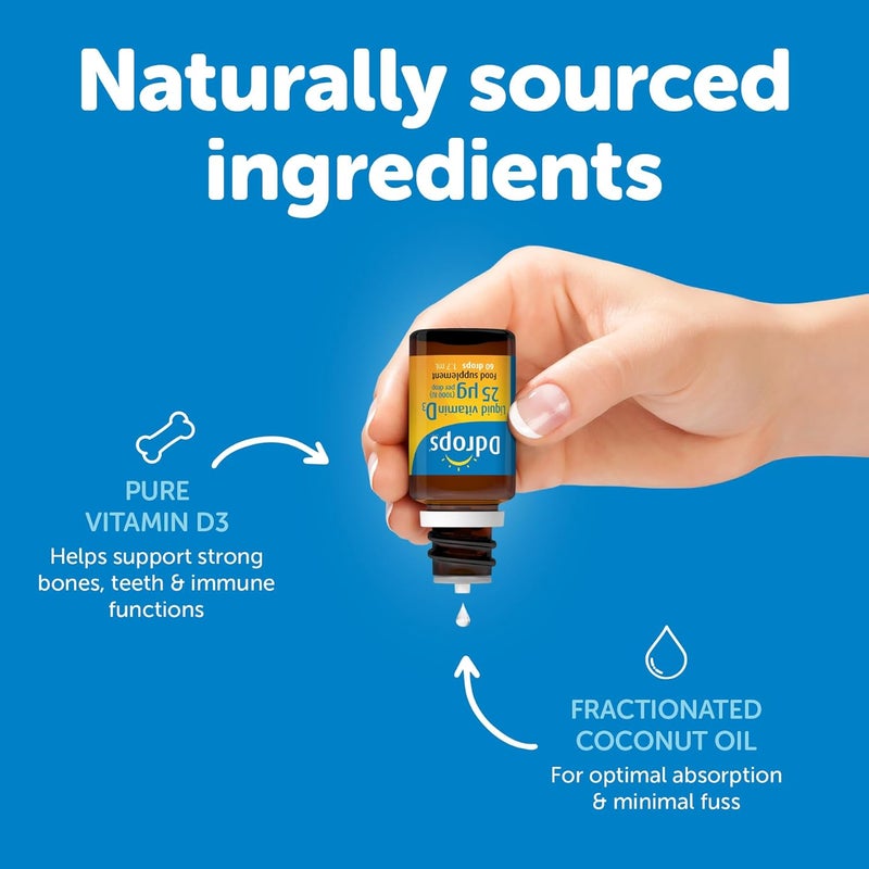 Ddrops Adults 25 g 60 Drops Liquid Vitamin D3 Supplement Supports Bones Immune System Naturallysourced Ingredients No Large Capsules No Preservatives NonGMO AllergenFriendly - Image 2