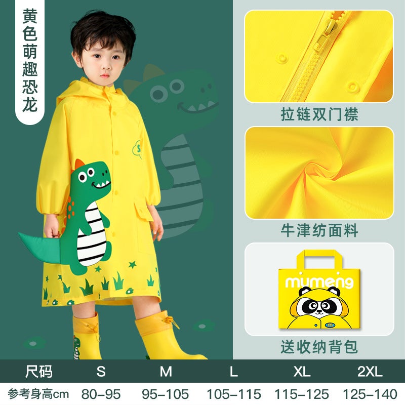 Mumeng Boys And Girls Raincoat Kindergarten Primary School Students Cartoon Poncho Children With School Bag Dinosaur Children'S Rain Gear - Image 1