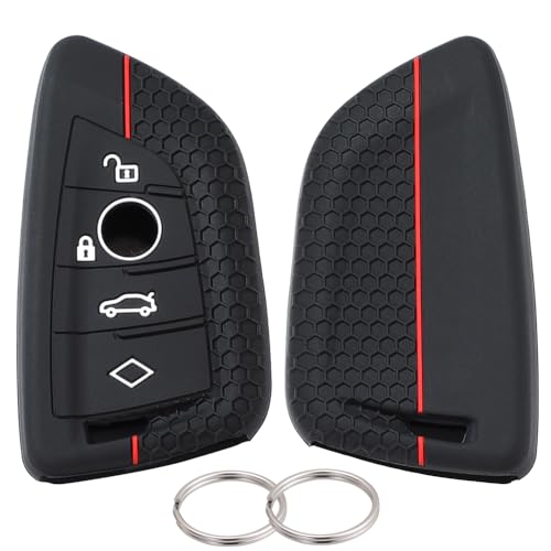 Lcyam Silicone Key Fob Cover Compatible with BMW 2024 M8, X1, X2, X3, X5, 3/5/7 Series, 5 Series 540i, 7 Series 750i, Pack of 2 - Image 1