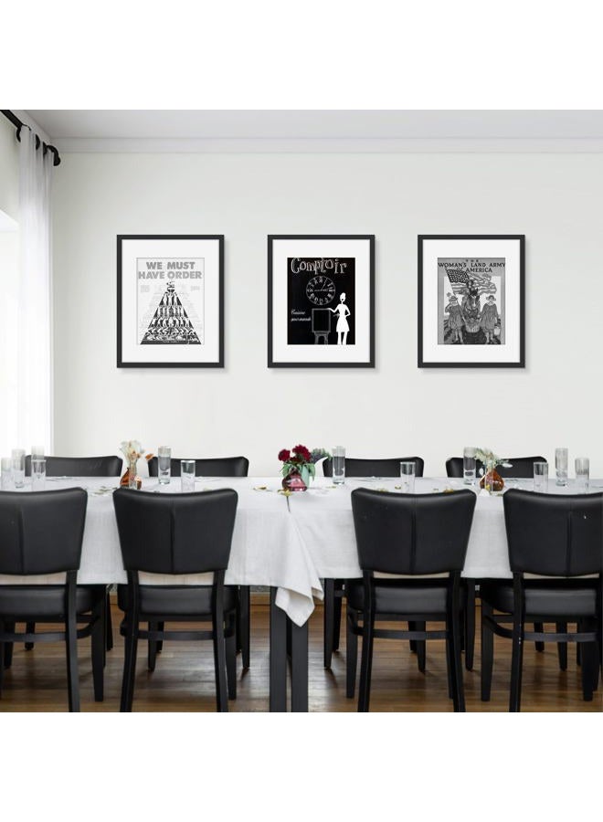 Picrit 15x19 Picture Frame 3 Pack, Black Poster Frame, Display Poster 11 x 14 with Mat or 15 x 19 Without Mat for Horizontal or Vertical Wall Mounting. - Image 3