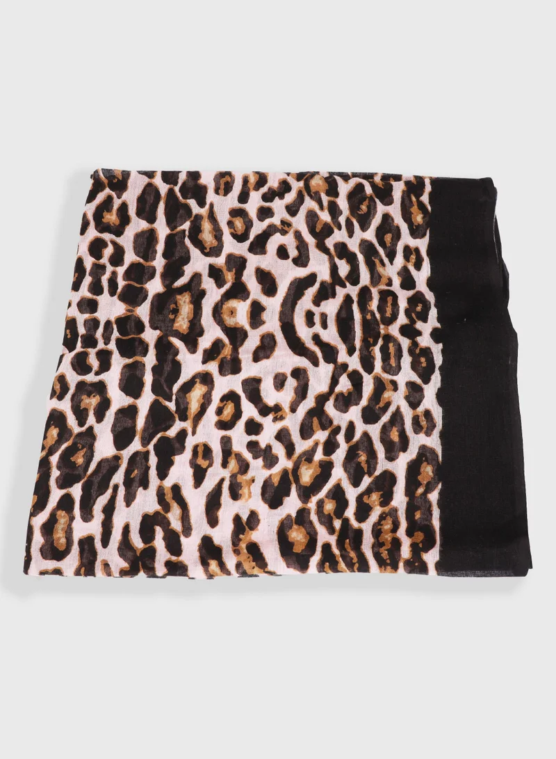 Amica  Hijab for Women Natural Fiber Soft Lightweight Head Scarf, Animal Print Beige/Brown for Women | Best Price UAE