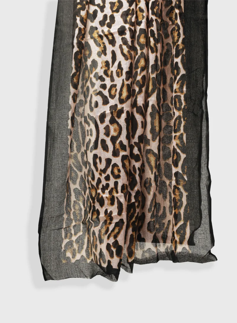 Amica  Hijab for Women Natural Fiber Soft Lightweight Head Scarf, Animal Print Beige/Brown for Women | Best Price UAE