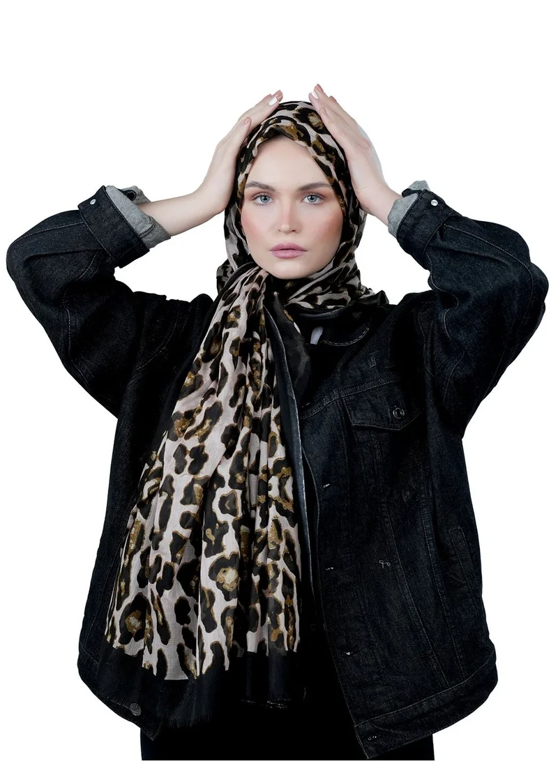 Amica  Hijab for Women Natural Fiber Soft Lightweight Head Scarf, Animal Print Beige/Brown for Women | Best Price UAE