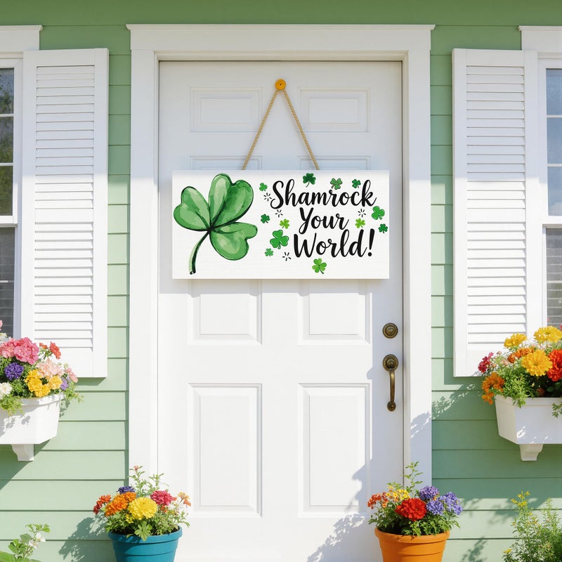 OHOME St Patricks Day Decorations - Hanging Wooden Sign for Wall Home Door Birthday | Shamrock Decorations Wood Wreaths Irish St Patty's Day Accessories Party Favors - St. Patrick's Day Decor - Image 3