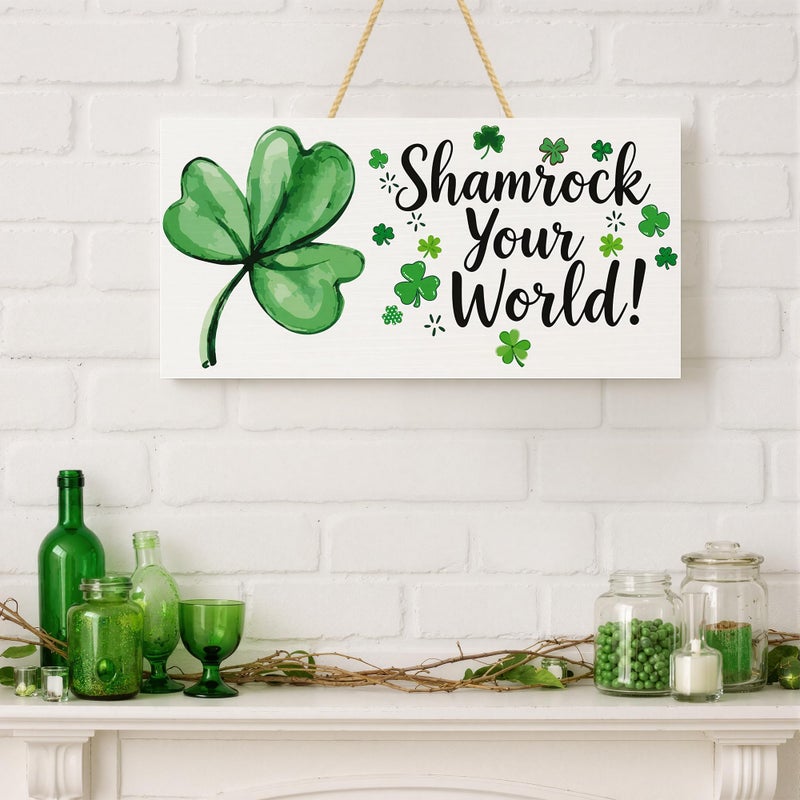 OHOME St Patricks Day Decorations - Hanging Wooden Sign for Wall Home Door Birthday | Shamrock Decorations Wood Wreaths Irish St Patty's Day Accessories Party Favors - St. Patrick's Day Decor - Image 4