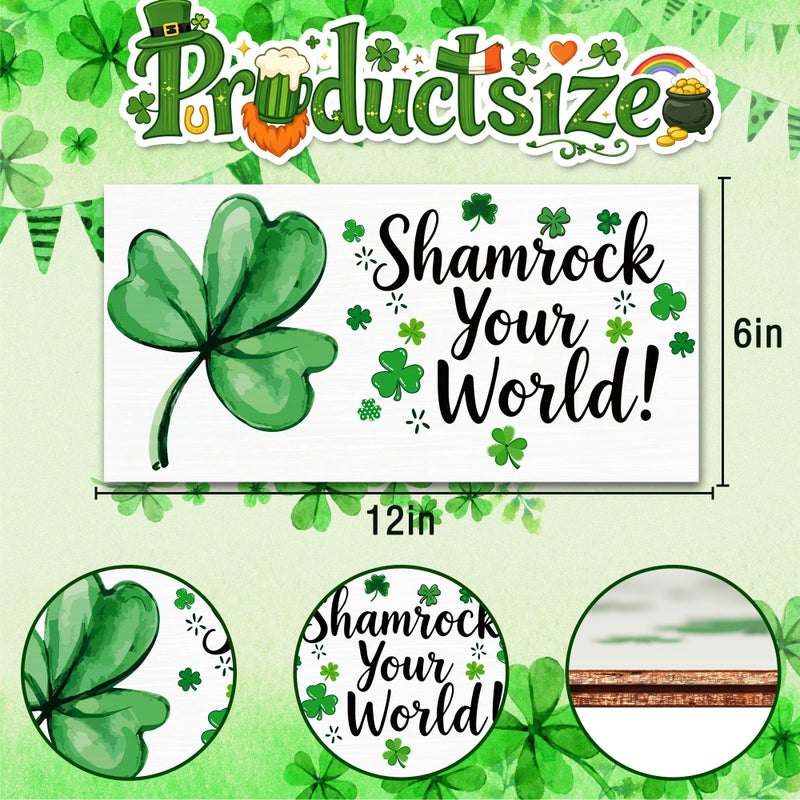 OHOME St Patricks Day Decorations - Hanging Wooden Sign for Wall Home Door Birthday | Shamrock Decorations Wood Wreaths Irish St Patty's Day Accessories Party Favors - St. Patrick's Day Decor - Image 2