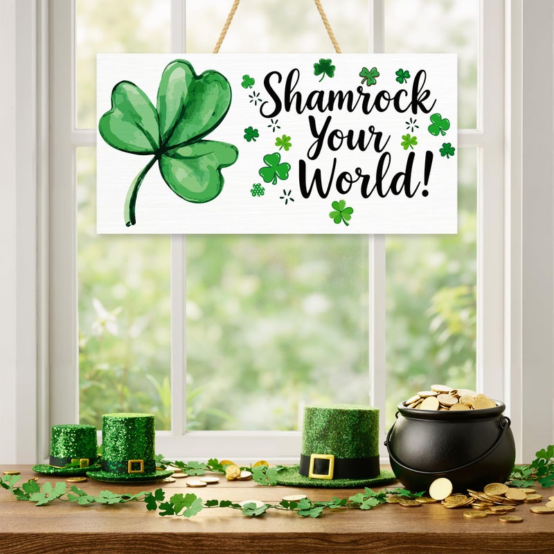 OHOME St Patricks Day Decorations - Hanging Wooden Sign for Wall Home Door Birthday | Shamrock Decorations Wood Wreaths Irish St Patty's Day Accessories Party Favors - St. Patrick's Day Decor - Image 5
