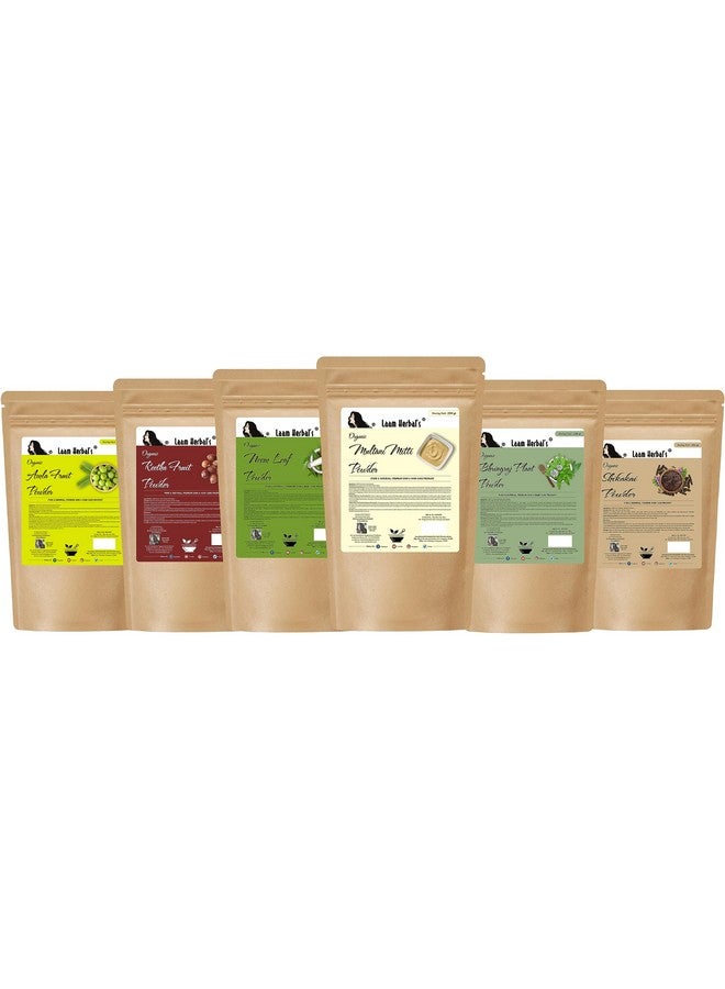 Laam Amla, Reetha, Shikakai, Bhringraj, Neem & Multani Mitti Powder | Results In One Wash | Long, Strong & Natural Hair (6X250 G) - Image 1