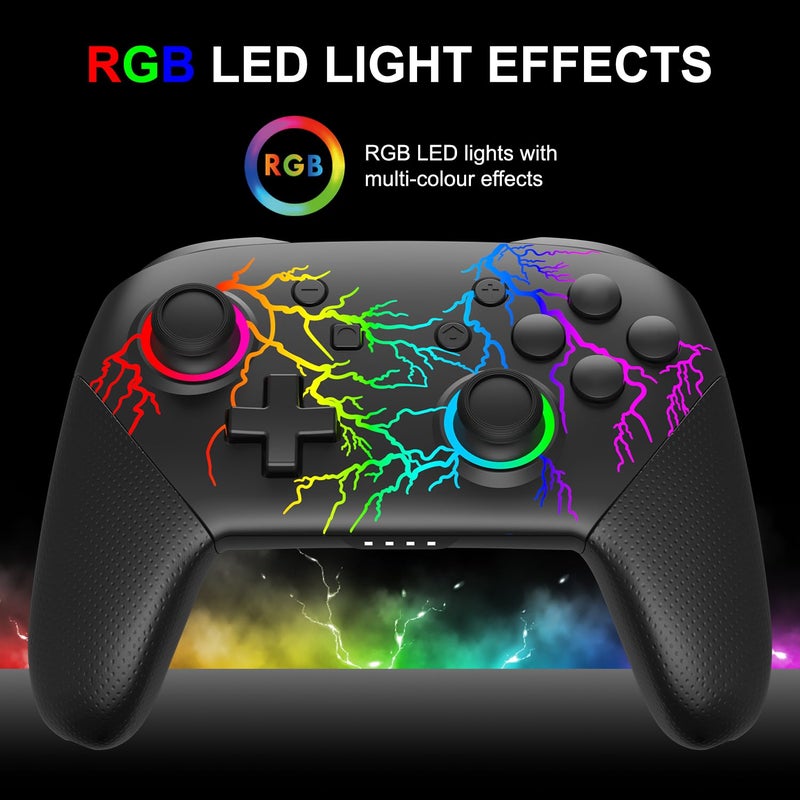 NITHO FURY Wireless Controller for PC, Windows, Switch, iOS, Android, Gaming Gamepad with Dynamic RGB Lights | 6-Axis Motion Sensor | Programmable Turbo | Dual Vibration | Lightweight - Image 3