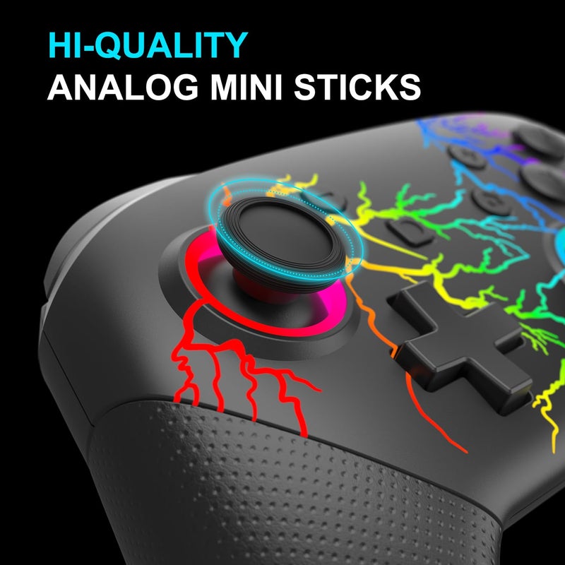 NITHO FURY Wireless Controller for PC, Windows, Switch, iOS, Android, Gaming Gamepad with Dynamic RGB Lights | 6-Axis Motion Sensor | Programmable Turbo | Dual Vibration | Lightweight - Image 5