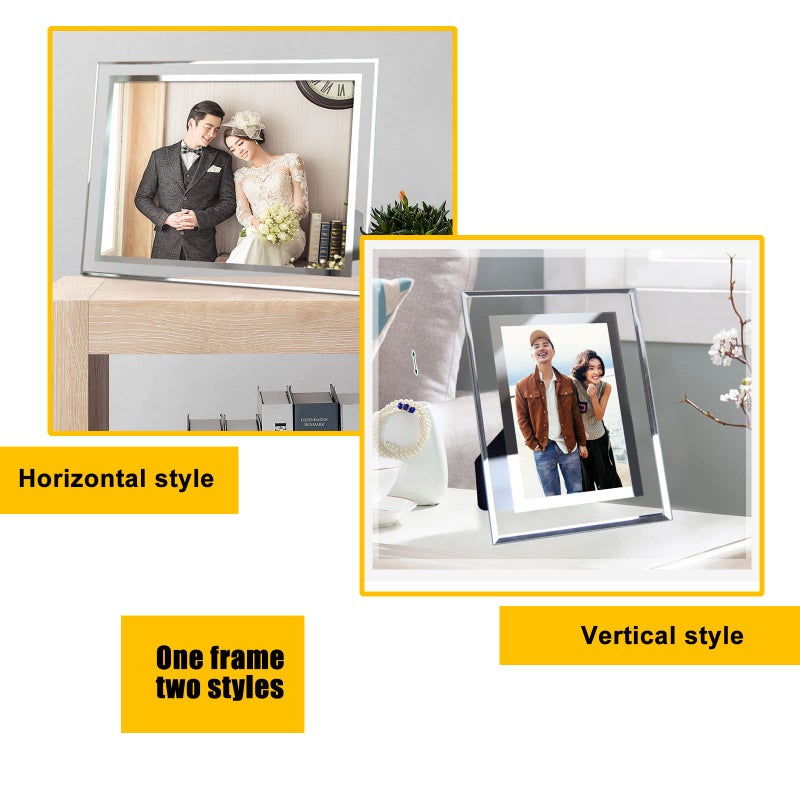 ABAJI Glass Frame Photo High Transparency Vertical and Horizontal Style for Desk Shelf and Office Table Family Gallery and Wedding or Holiday Decoration - Image 3