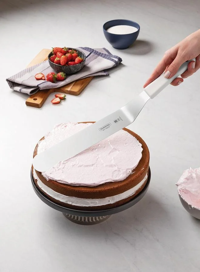 ترامونتينا ملعقة فرد احترافية للخبازين 12 بوصة بشفرة من الستانلس ستيل ومقبض بولي بروبلين أبيض