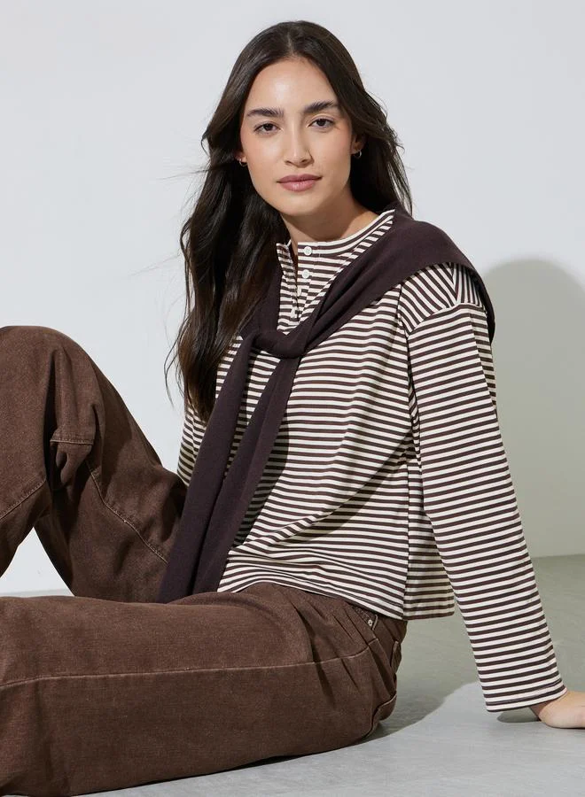 Multi-Color Striped Long Sleeves T-Shirt