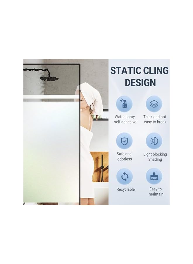 The Bros Frosted Window Privacy Film, Stiatic Cling Non-Adhesie Glass Stickers, Heat Control Sun UV Blocking, Waterproof Reusable Glass Stickers for Office Bathroom Home Kitchen (19.7×98.4'') - Image 2