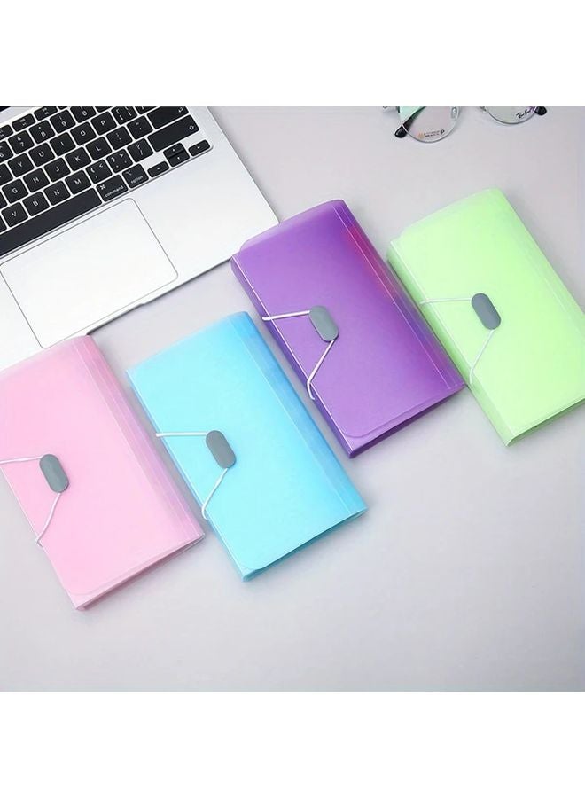 A6 Expanding File Folder Organizer With Elastic Closure Transparent Document Clips Multi Color - Image 5