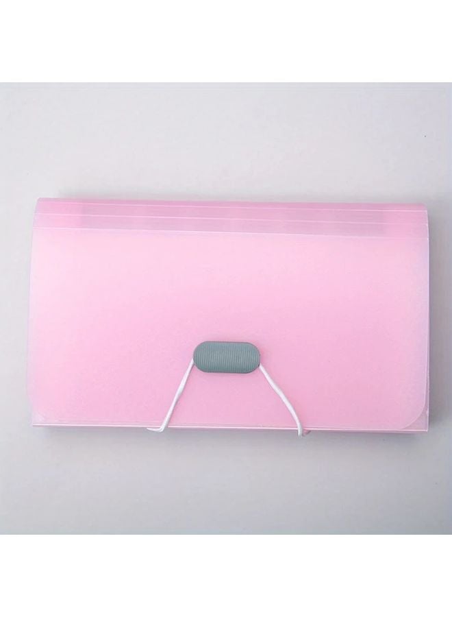 A6 Expanding File Folder Organizer With Elastic Closure Transparent Document Clips Multi Color - Image 1