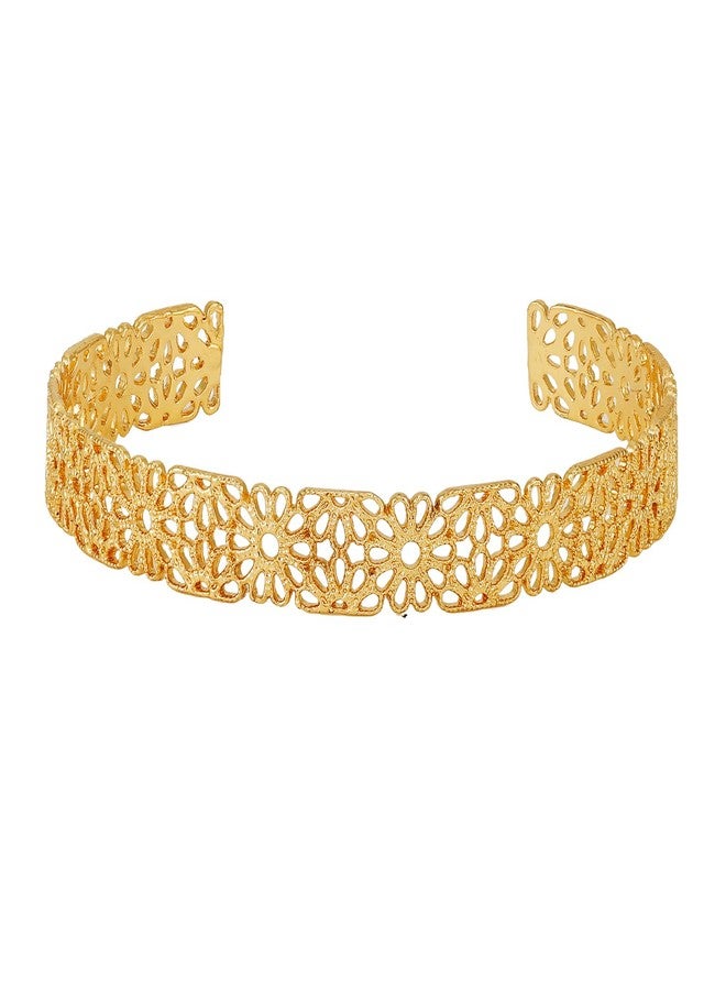 Lucky Brand Trendy Filigree Pattern Textured Surface Open Bangle - Image 1