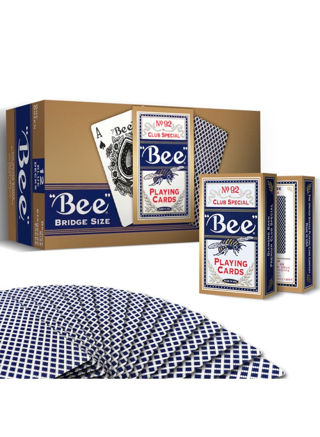 Bee Xiaomifeng Guandan Special Playing Cards, Narrow Version, Black Core Paper, Durable Bridge Cards, One Strip 12 Decks, Blue - Image 1