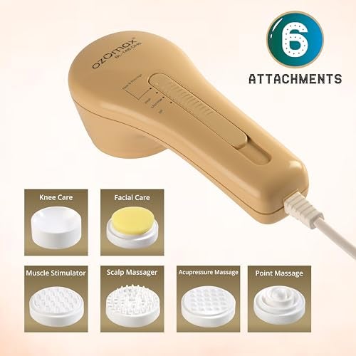 OZOMAX Deep Heat Massager 6-in-1 Multi-Functional Massager, Heat Therapy, Relieves Pain, Tension, Includes Knee Care, Facial Care, Muscle Stimulator, Scalp Massage, Acupressure, Point - Image 2