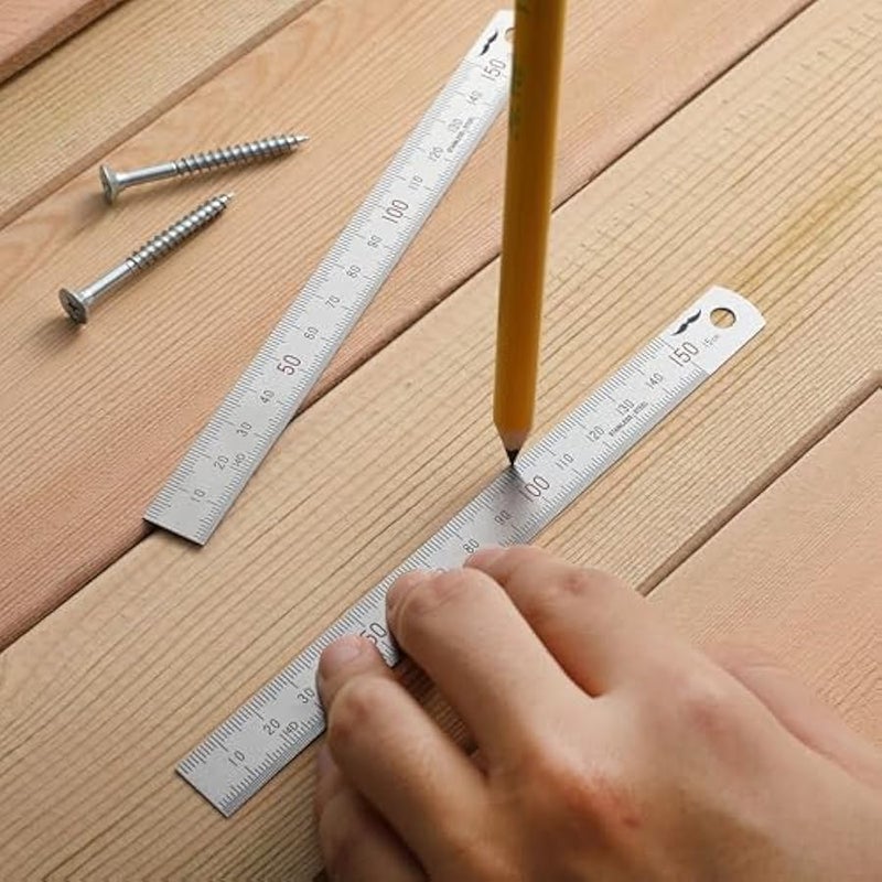 مستر.بين مسطرة مترية من الستانلس ستيل، مقاس 150 ملم، مقاس 0.5 ملم، عبوة من قطعتين، مقاس 150 ملم - Image 5