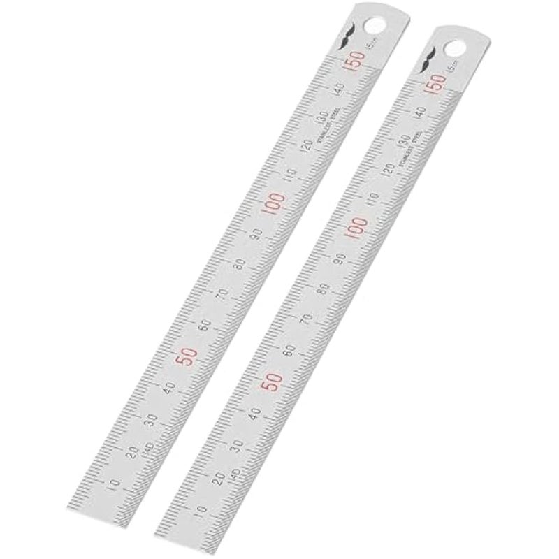 مستر.بين مسطرة مترية من الستانلس ستيل، مقاس 150 ملم، مقاس 0.5 ملم، عبوة من قطعتين، مقاس 150 ملم - Image 1