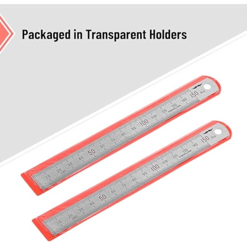 مستر.بين مسطرة مترية من الستانلس ستيل، مقاس 150 ملم، مقاس 0.5 ملم، عبوة من قطعتين، مقاس 150 ملم - Image 4