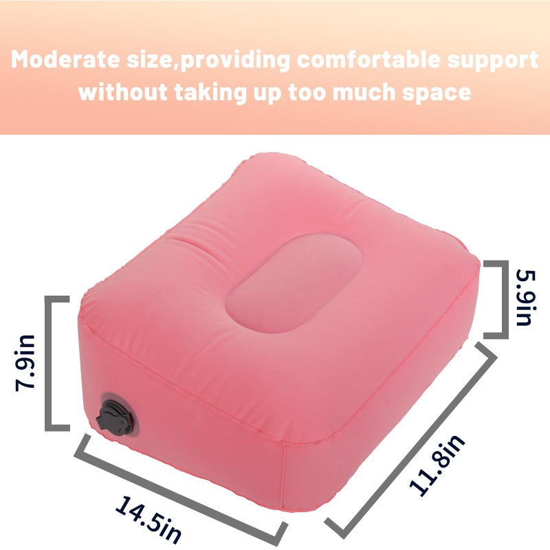 Ruheaou Inflatable Foot Rest Pillow for Travel,Kids Airplane Bed,AdjustableAir Travel Essentials,Car, Office, Home - Fast Inflation ï¼ˆPink - Image 3