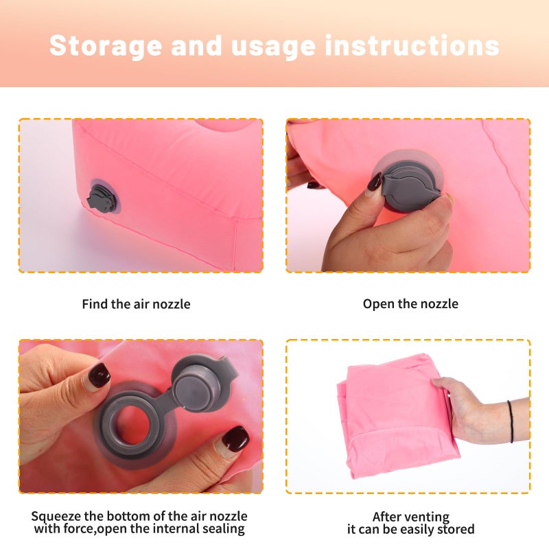 Ruheaou Inflatable Foot Rest Pillow for Travel,Kids Airplane Bed,AdjustableAir Travel Essentials,Car, Office, Home - Fast Inflation ï¼ˆPink - Image 4