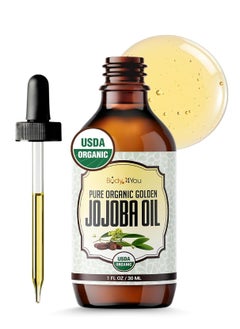 BodyJ4You BodyJ4You Organic Jojoba Oil - USDA Organic 100% Pure Natural - Hair Face Skin Gua Sha Dermaplaning Massage - Cold Pressed Hexane Free - Base Carrier Oil - 1 Fl Oz  - Image 1