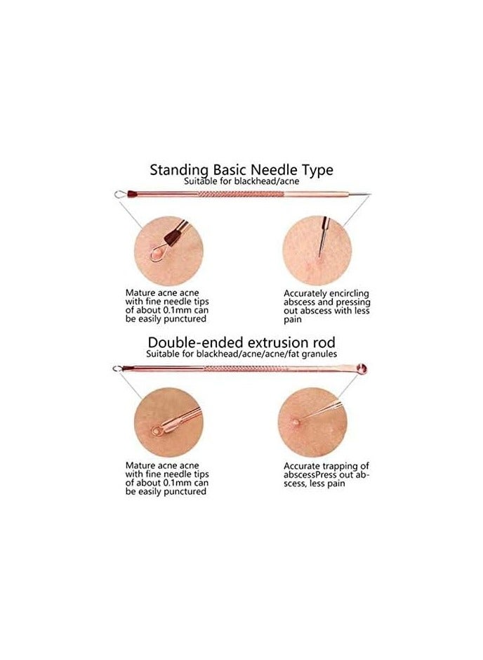 Generic Double sided blackhead removing tools with leather case portable 8 piece set stainless steel - Image 5