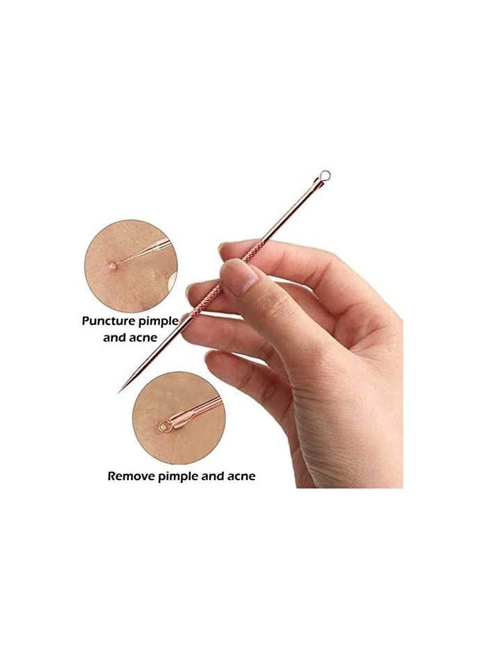 Generic Double sided blackhead removing tools with leather case portable 8 piece set stainless steel - Image 3