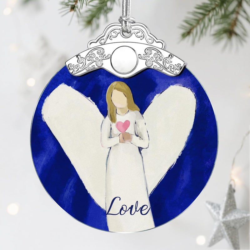 Jocidea Stained Glass Ornament, Love Angel Christmas Ornaments, Christmas Decorations for Tree, Holiday Ornament, Holiday Party Gifts, Gift Ideas & Xmas Gift - Love Angel - Image 1