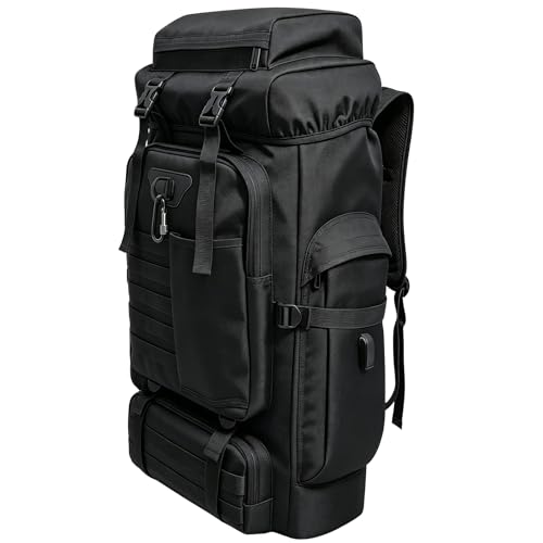Ogetok 80L Hiking Backpack Camping Rucksack 80 liters Large Capacity Outdoor Knapsack Travel Climbing Mountaineering Carry On Backpack Bag Trekking Backpacking for Men Women Black - Image 1