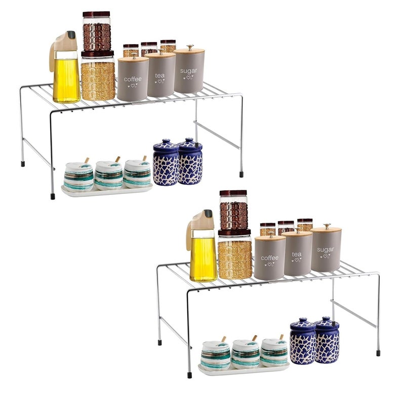 CHHAAP Stainless Steel Under Cabinet Kitchen Dish Rack Expandable Storage Floating Shelves For Kitchen Multipurpose Organizer With Anti-Rust Nano Coating (Pack Of 2) (NHSP) - Image 4