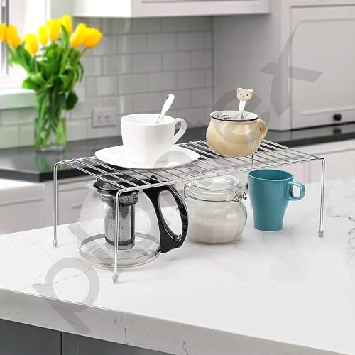 CHHAAP Stainless Steel Under Cabinet Kitchen Dish Rack Expandable Storage Floating Shelves For Kitchen Multipurpose Organizer With Anti-Rust Nano Coating (Pack Of 2) (NHSP) - Image 2