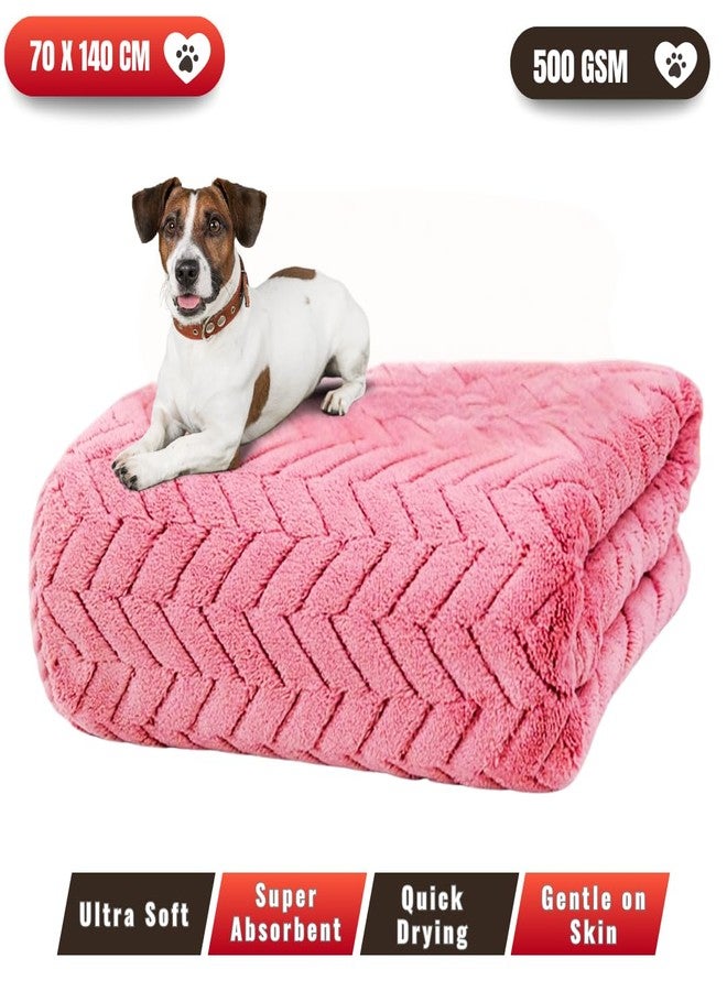 Microshine Wheat Patterned Microfiber Dog Towel (500 GSM, Soft Red) - Absorbent & Quick-Drying Pet Bath Towel for Dogs & Cats (1-Pack) - Image 2