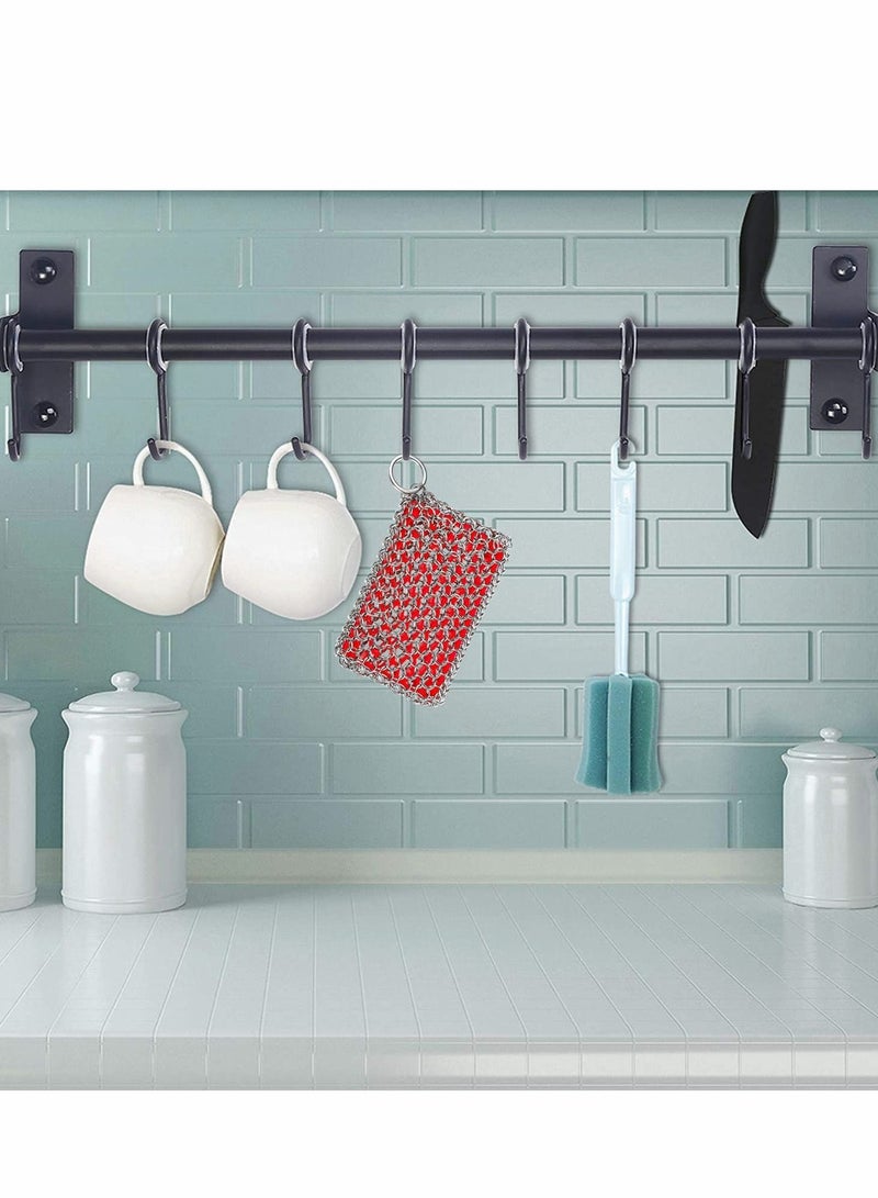 KASTWAVE فرشاة تنظيف مقلاة من الحديد الزهر، فرشاة فرك سلسلة محدثة، فرشاة كشط معدنية من الفولاذ المقاوم للصدأ 316 لتنظيف مقلاة الحديد الزهر، صينية، أواني الطهي في المطبخ، أحمر - Image 4